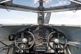 The spartan cockpit of the Ford Trimotor. (Tim Shaffer)